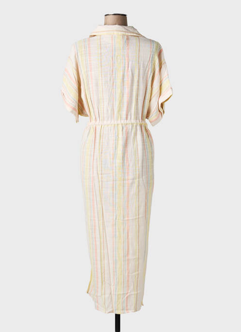 Rochie lungă imprimeu fantezie mâneci scurte bej ARTLOVE femme