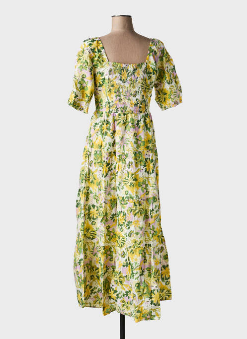 Rochie midi imprimeu fantezie mâneci scurte galben ANGE femme