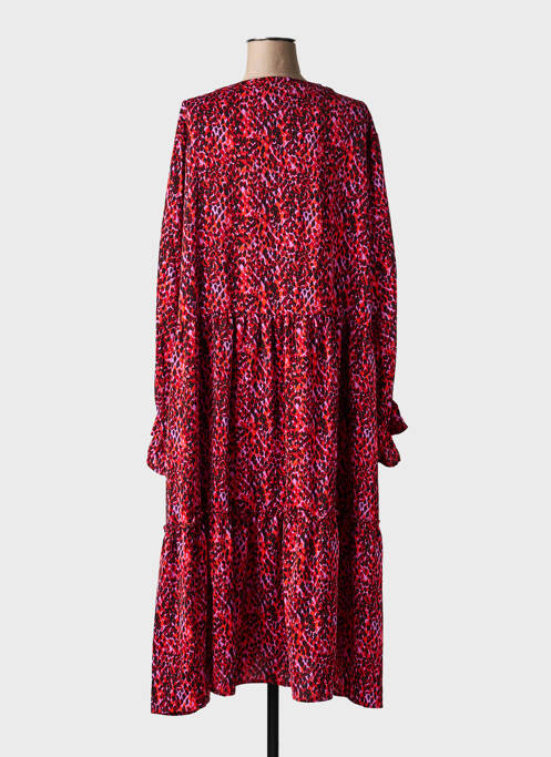 Rochie midi imprimeu fantezie mâneci lungi roșu POMME ROUGE femme