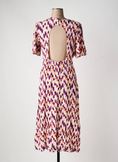 Rochie midi imprimeu fantezie mâneci scurte violet ICHI femme