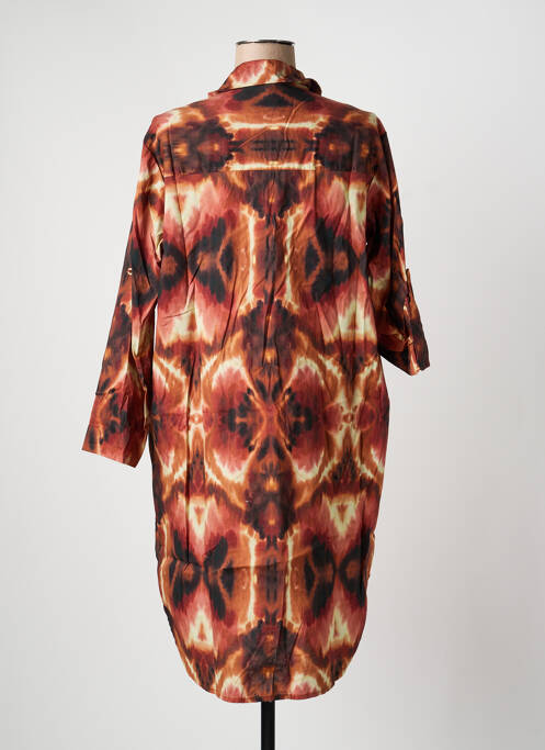 Rochie midi imprimeu fantezie mâneci lungi maro APRIL VINTAGE femme