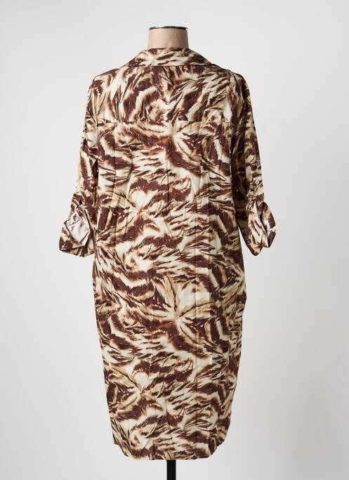 Rochie midi imprimeu fantezie mâneci lungi maro APRIL VINTAGE femme