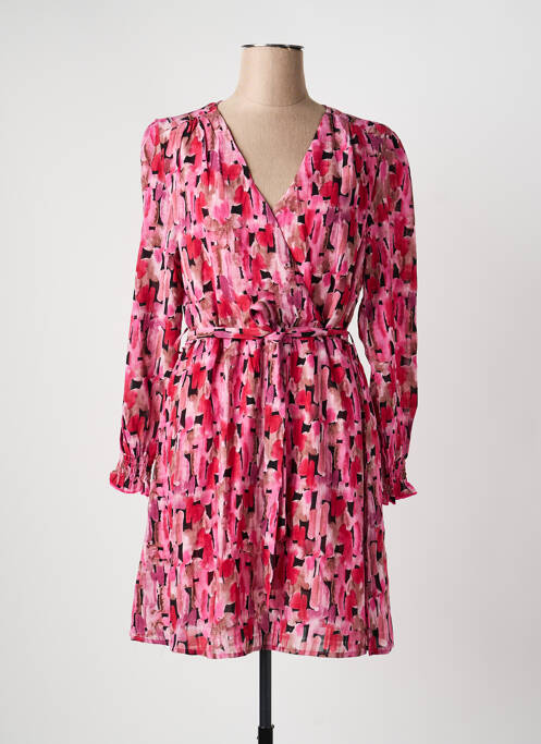 Rochie scurtă croială evazată mâneci lungi roz ARTLOVE femme