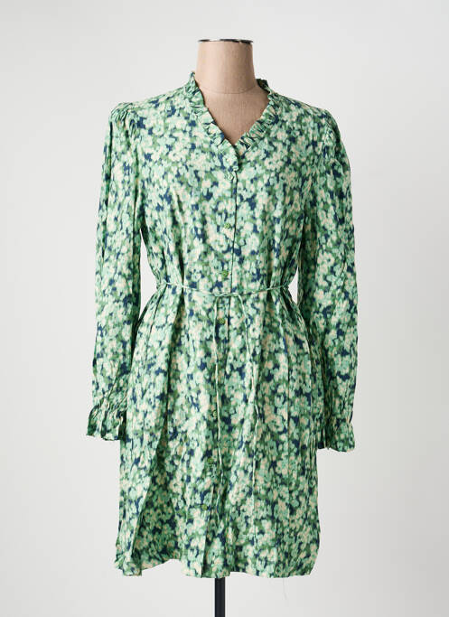 Rochie midi imprimeu fantezie mâneci lungi verde ICHI femme