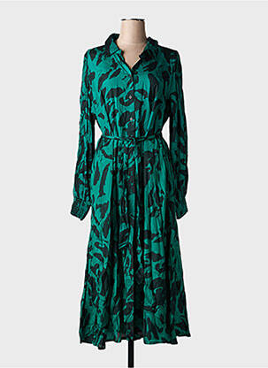 Rochie lungă mâneci lungi mâneci lungi verde KAFFE femeie