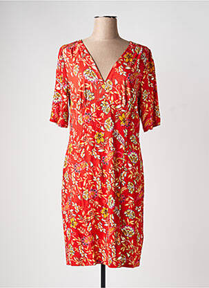 Rochie midi imprimeu floral mâneci scurte portocaliu 7 SEASONS femme