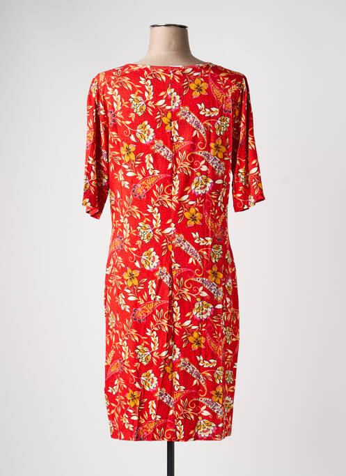 Rochie midi imprimeu floral mâneci scurte portocaliu 7 SEASONS femme