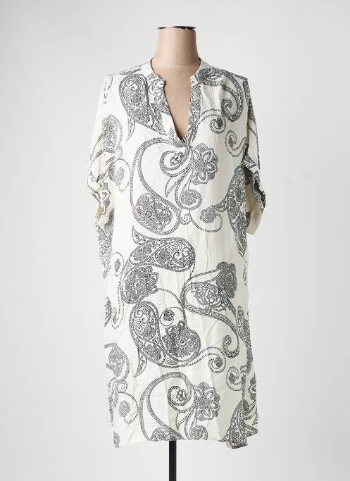 Rochie midi croială fluidă mâneci scurte bej FRANSA femme
