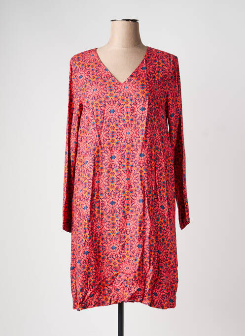 Rochie midi imprimeu fantezie mâneci lungi roz LA FIANCÉE femme