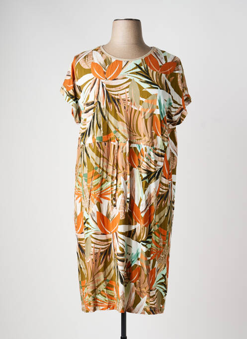 Rochie midi mâneci scurte mâneci scurte portocaliu CONCEPT K femme