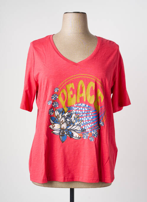 Tricou guler în v mâneci scurte roșu ULLA POPKEN femme
