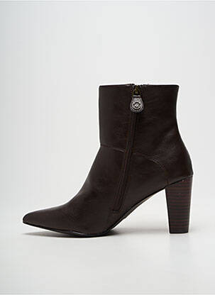 Botine/ghete material neted toc de 7 la 9 cm maro CHATTAWAK femeie