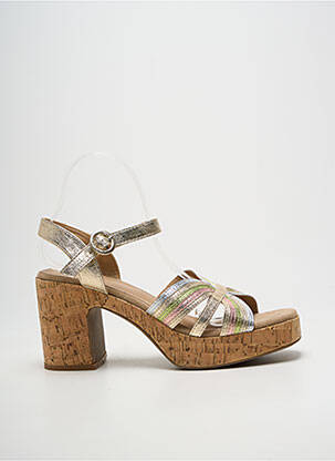 Sandale/pantofi decupați semi compensat toc de 7 la 9 cm auriu FINDLAY femme