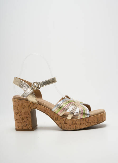 Sandale/pantofi decupați semi compensat toc de 7 la 9 cm auriu FINDLAY femme