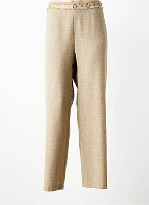 Pantalon drept talie elastică mărime normală bej JUMFIL femeie
