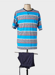 Pijamale scurte guler rotund albastru MASSANA homme