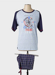 Pijamale scurte guler rotund albastru MASSANA homme