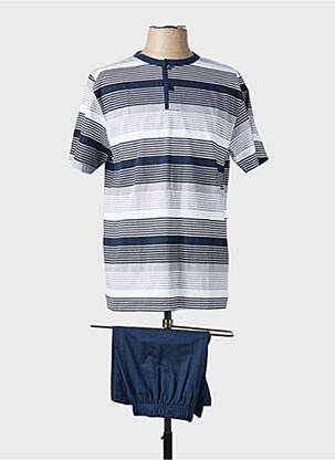 Pijamale scurte imprimeu dungi gri VALBOURG homme