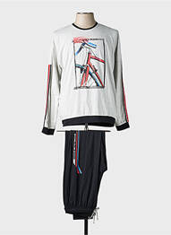 Pijama guler rotund alb MASSANA homme