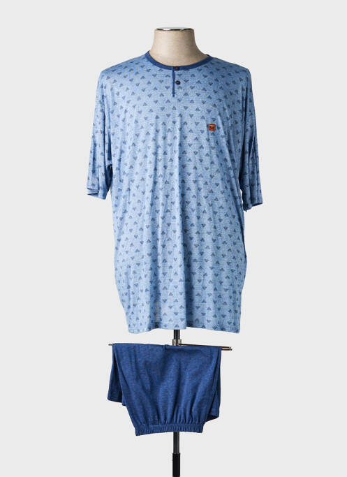 Pijamale scurte imprimeu fantezie albastru MASSANA homme