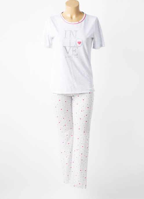 Pijama mâneci scurte gri MASSANA femme