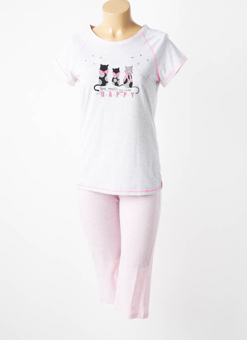Pijama mâneci scurte roz MASSANA femme