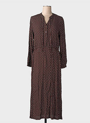 Rochie midi mâneci lungi mâneci lungi maro COTTONADE femeie