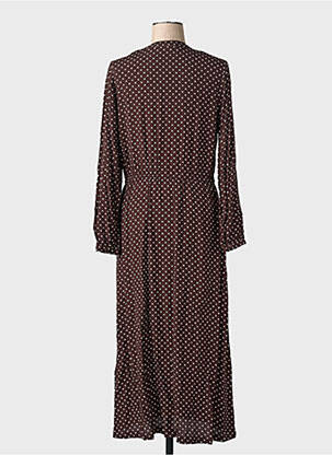 Rochie midi mâneci lungi mâneci lungi maro COTTONADE femeie