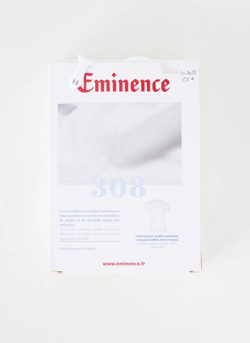 Tricou croială cambrată mâneci scurte alb EMINENCE homme