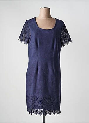 Rochie midi închidere cu fermoar la spate mâneci scurte albastru deschis JUMFIL femme