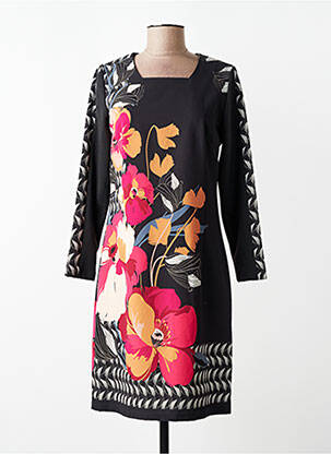 Rochie midi imprimeu floral mâneci lungi negru GUY DUBOUIS femme