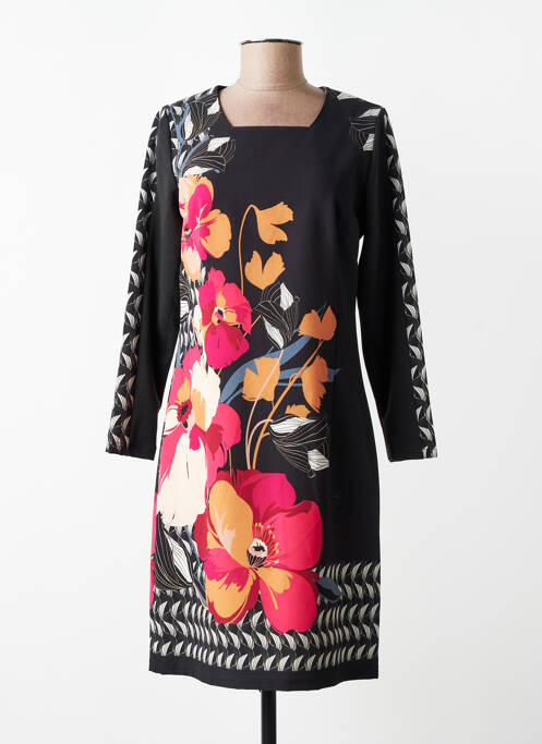 Rochie midi imprimeu floral mâneci lungi negru GUY DUBOUIS femme