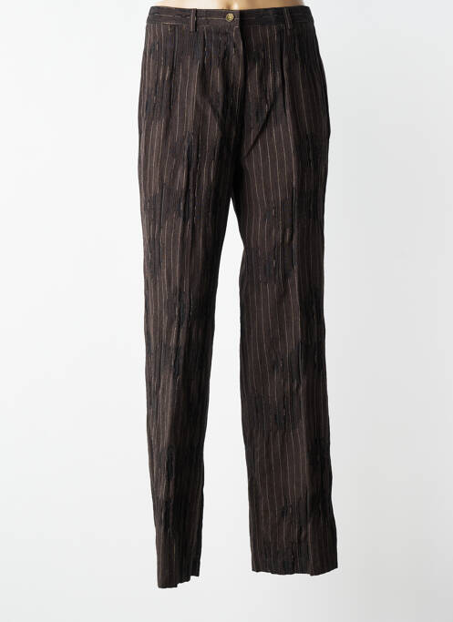 Pantalon drept închidere cu fermoar sub clapetă cu nasturi mărime normală maro JUMFIL femme