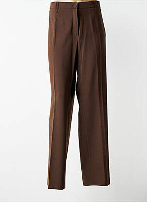 Pantalon drept talie cu cleme mărime normală maro BRUNO SAINT HILAIRE femeie