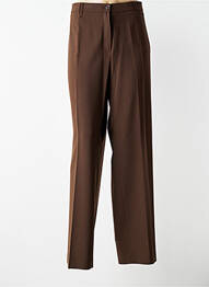 Pantalon drept țesătură crep mărime normală maro BRUNO SAINT HILAIRE femme