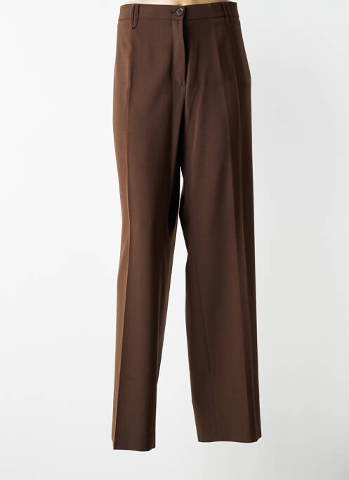 Pantalon drept țesătură crep mărime normală maro BRUNO SAINT HILAIRE femme