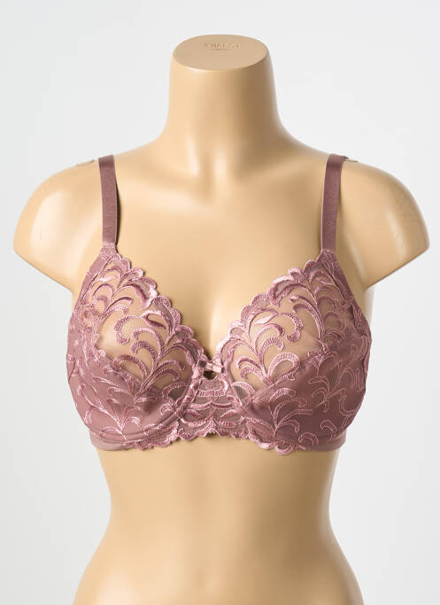 Sutien efect material satinat sutien cupe întregi cu decolteu înalt roz TRIUMPH femme