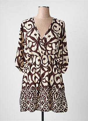 Rochie scurtă mâneci 3/4 mâneci 3/4 maro CIVICO 1 femeie