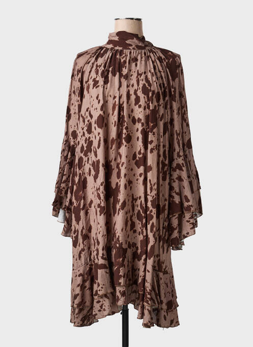 Rochie midi croială evazată mâneci lungi maro CIVICO 1 femme