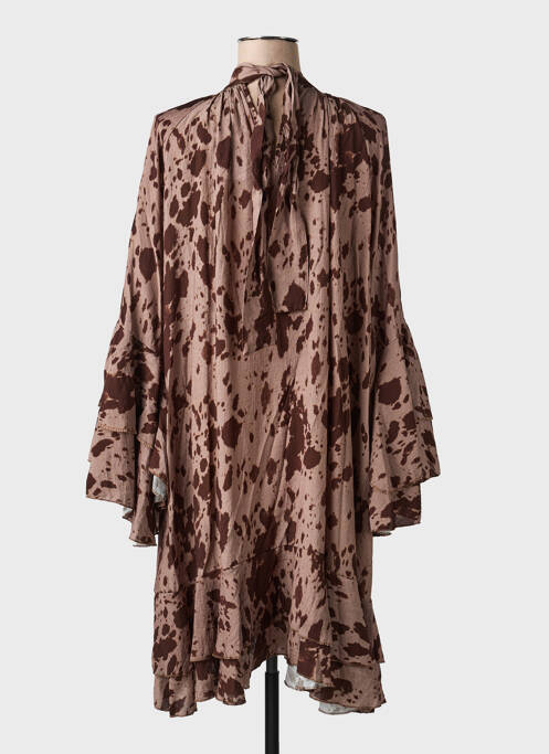 Rochie midi croială evazată mâneci lungi maro CIVICO 1 femme