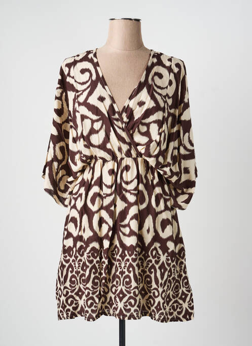 Rochie scurtă mâneci 3/4 mâneci 3/4 maro CIVICO 1 femme