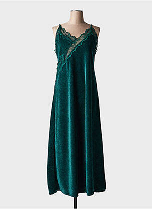 Rochie lungă mâneci cu bretele ajustabile bretele subțiri verde LUMINA femme
