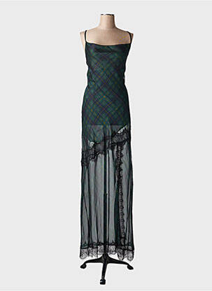 Rochie lungă imprimeu fantezie fără mâneci verde LUMINA femme