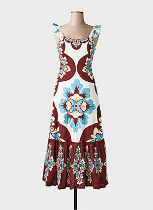 Rochie midi imprimeu fantezie fără mâneci maro CIVICO 1 femme