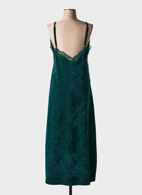 Rochie lungă mâneci cu bretele ajustabile bretele subțiri verde LUMINA femme