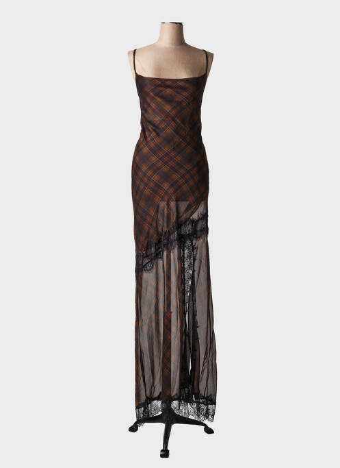Rochie lungă imprimeu fantezie fără mâneci maro LUMINA femme