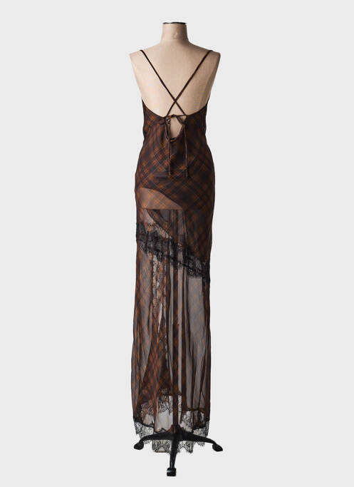 Rochie lungă imprimeu fantezie fără mâneci maro LUMINA femme