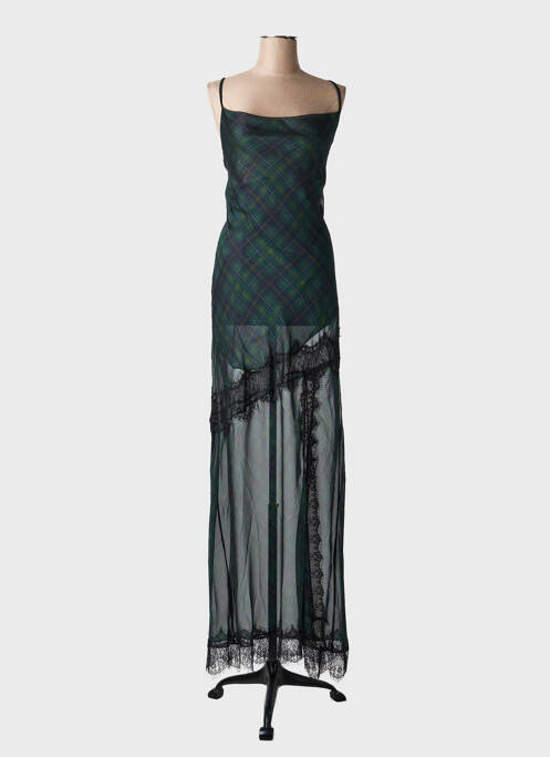 Rochie lungă imprimeu fantezie fără mâneci verde LUMINA femme