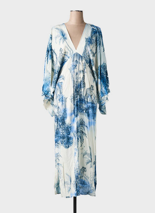 Rochie lungă mâneci lungi mâneci lungi albastru LUMINA femme