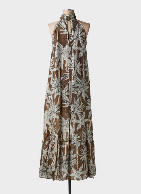 Rochie lungă imprimeu fantezie fără mâneci maro KING KONG femme